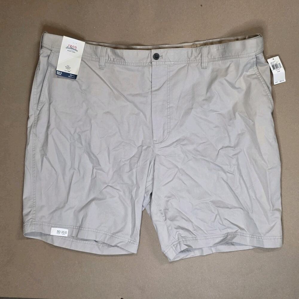 IZOD Shorts Men 50 Beige Flat Front Saltwater The Washed Chino Short 10.5 Inseam